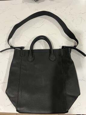 Beck Bags Lou Crossbody Black Pebbled Leather Large Tote